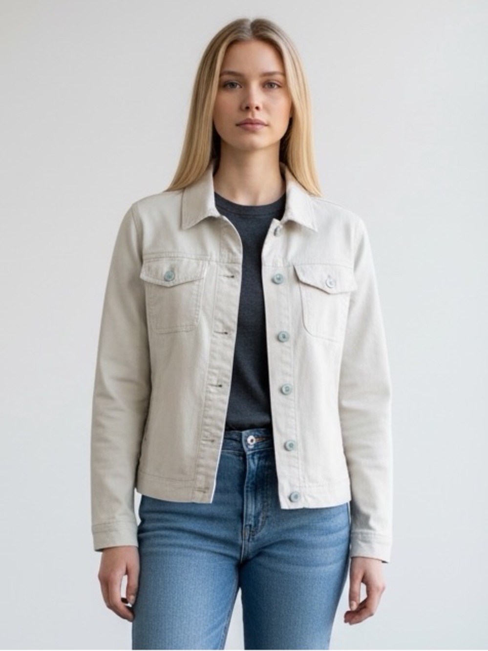J. Crew Factory Khaki Front Button Cotton/Linen Blend Jacket - Small